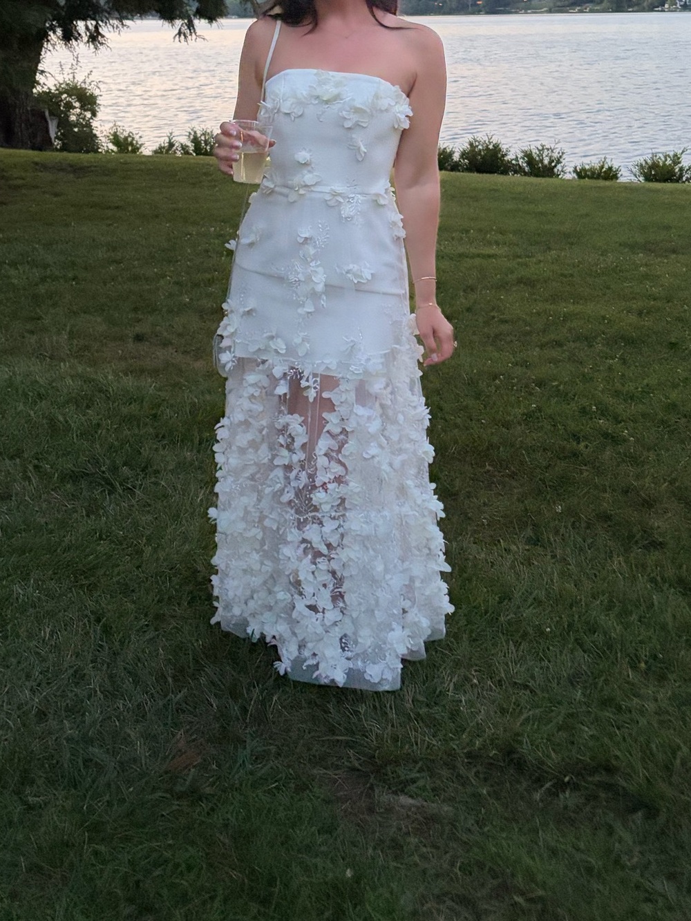 Helsi Audrey Elegant White Floral Appliqué Midi Dress - XS - worn once